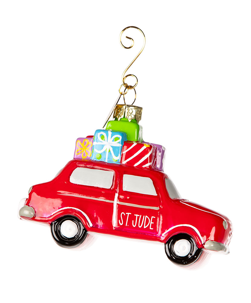 Car with Gifts Shaped Glass Patient Art-Inspired Ornament by Coton Colors